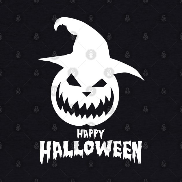 Happy Halloween With White Scary Pumpkin by anbartshirts